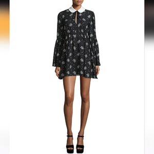 Cinq A Sept Black Floral Lilly Silk Dress Size 2